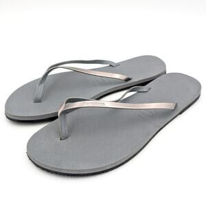 Havaianas Women's Metallic Flip Flop Thong Sandals Grey Size US11/12W EU43/44